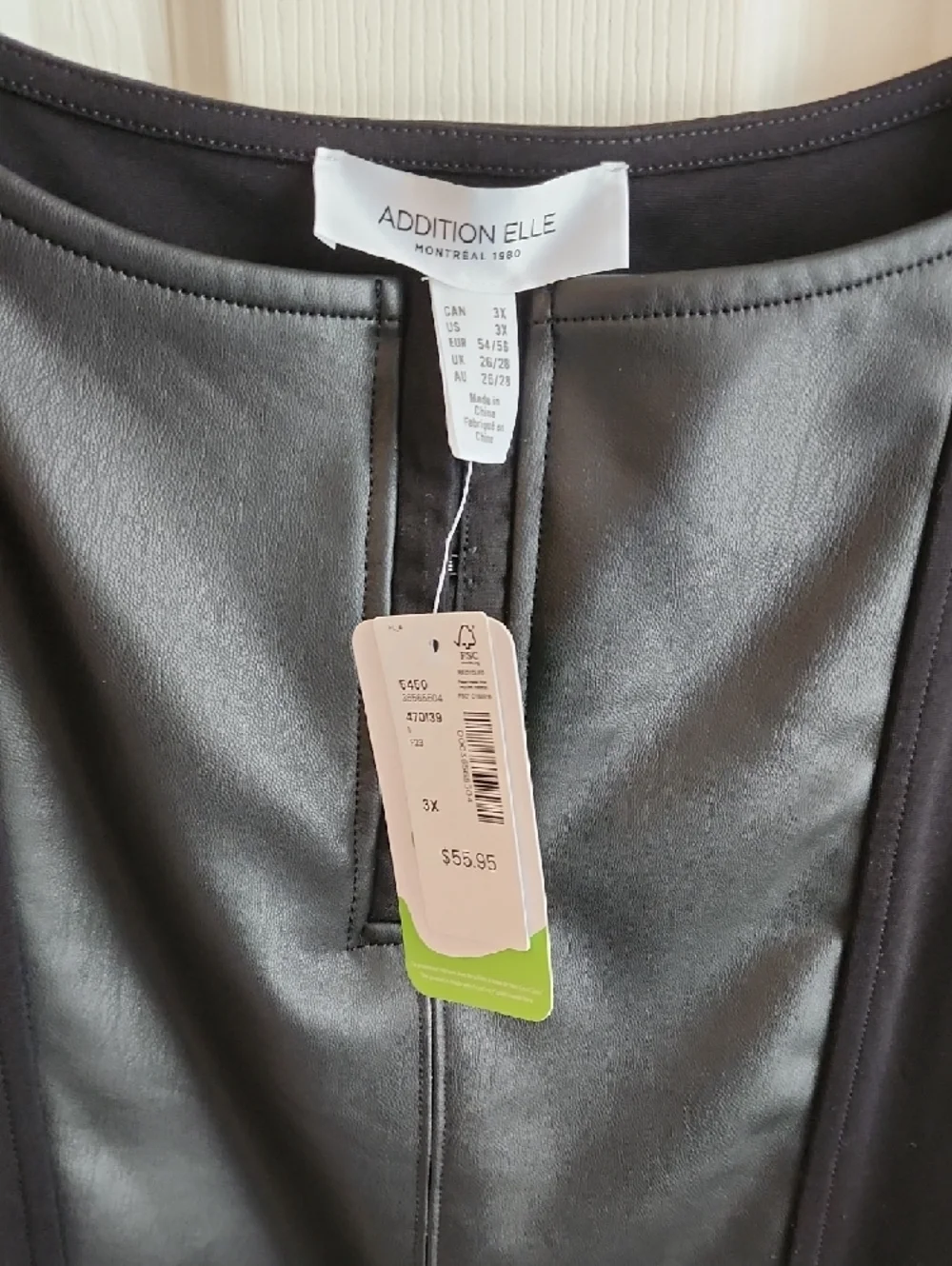 Addition Elle Black Faux-Leather Panel Tank Top 3XL - Picture 4 of 7